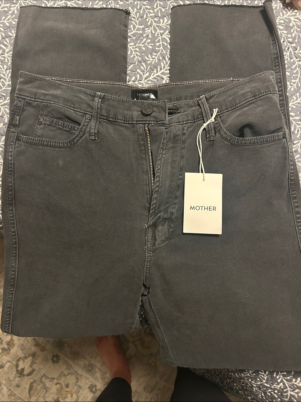 MOTHER The Looker Ankle Fray Faded Black Skinny Jeans NWT Size 28 high waisted